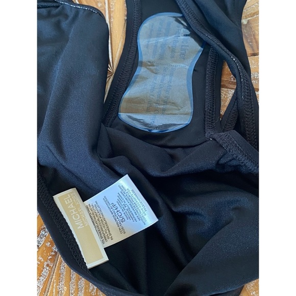 NWT MICHAEL Michael Kors Black Tank Top Two Piece Swimsuit in Size Small - Picture 8 of 9
